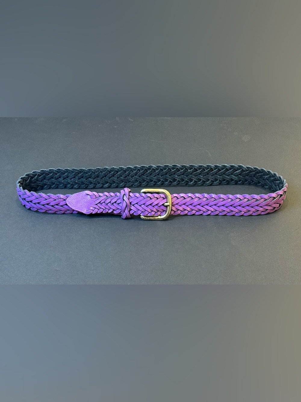 VTG 1980s Capezio New York Purple Braided Leather Belt